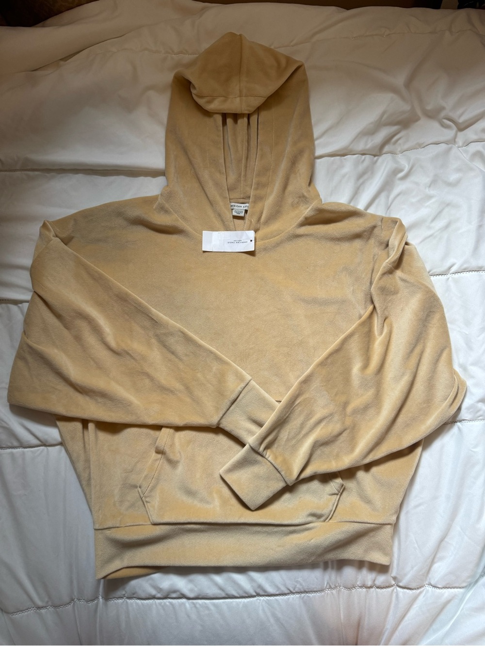 NWT American Eagle Velour Hoodie - Soft Tan/Gold 💛💛